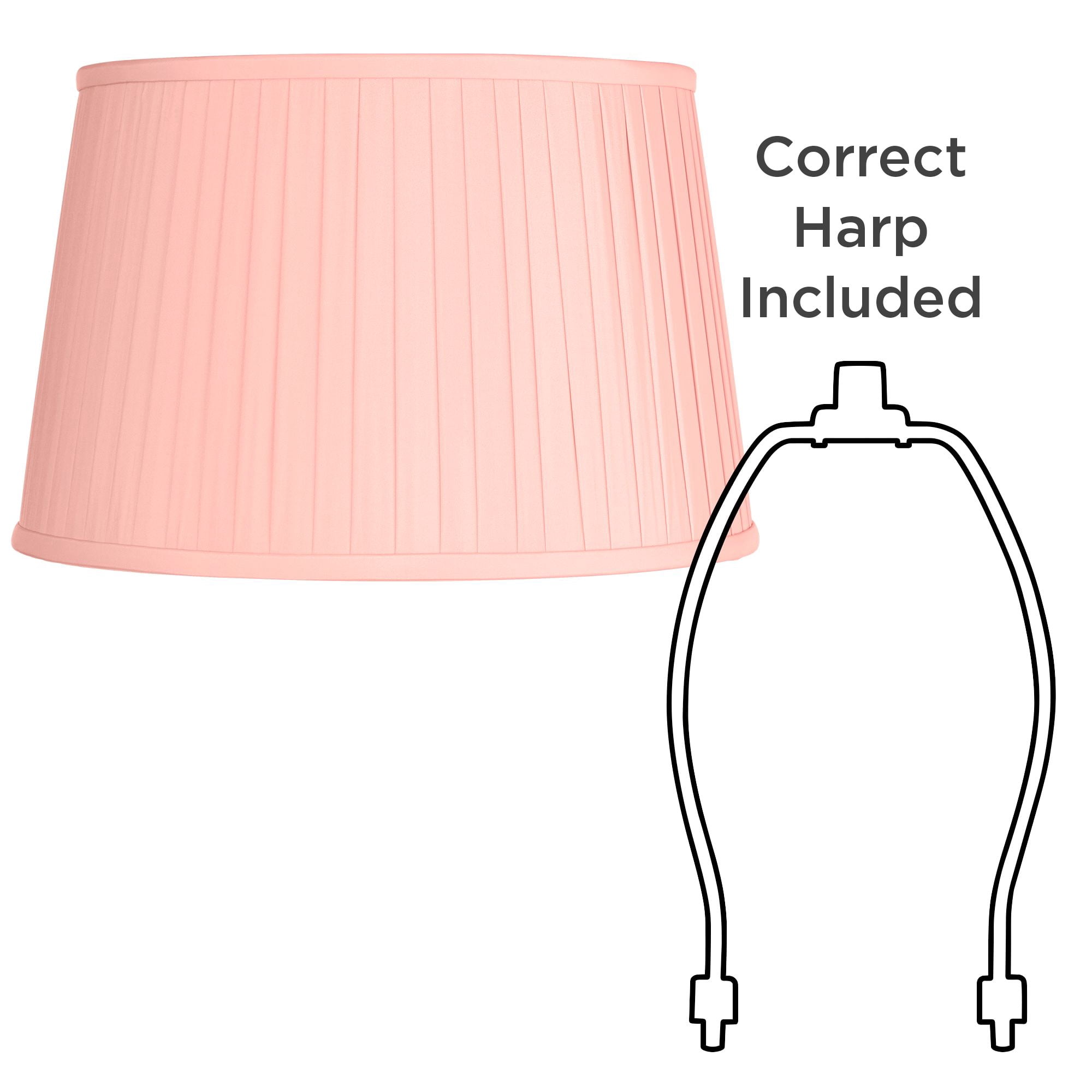 Springcrest 14" Top x 17" Bottom x 11" High x 11" Slant Lamp Shade Replacement Large Peach Pink Empire Pleated Spider Harp Finial