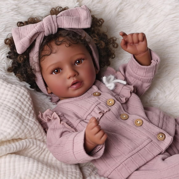 BABESIDE Reborn Baby Dolls Black Girl Callie - 20 Inch Soft Body Realistic Baby Doll Handmade Real Life Baby Dolls Toddler with Clothes and Toy Gift