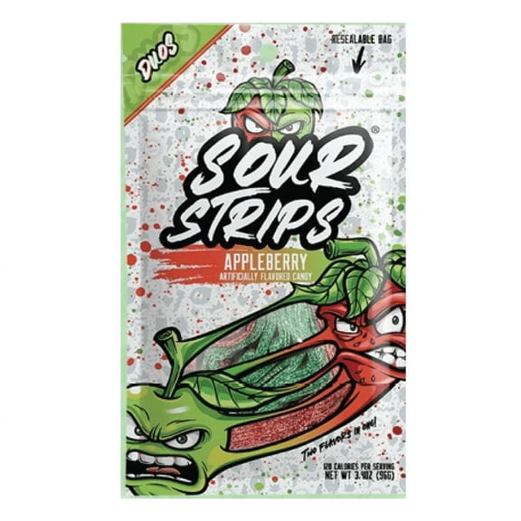Sour Strips New Appleberry Flavor Sour Candy | 3.4oz | 3 Bags