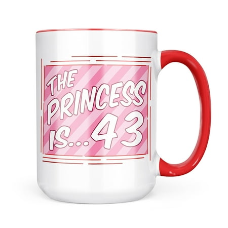 

Neonblond Princess is 43 Birthday in pink Mug gift for Coffee Tea lovers