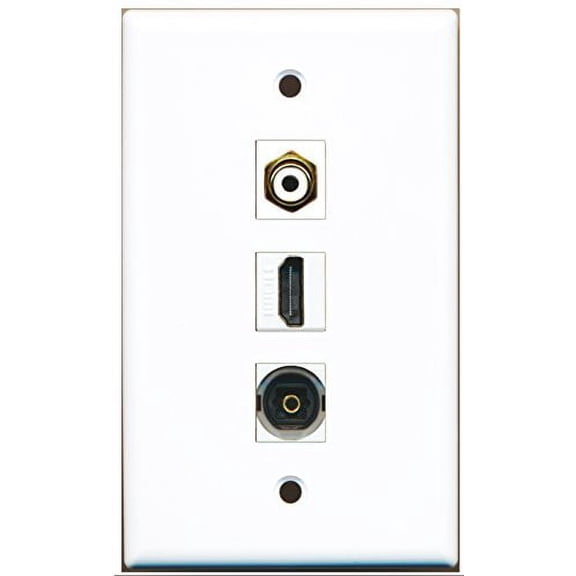 RiteAV - 1 Port HDMI and 1 Port RCA White and 1 Port Toslink Wall Plate