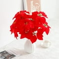 thumbnail image 3 of Fake Poinsettias Artificial Christmas Flowers - 2 Pcs Artificial Poinsettia Flowers 7 Heads Big Red Fake Flowers for Christmas Tree Silk Flower Decorations, 3 of 5