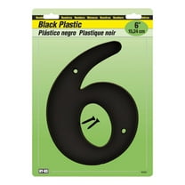 Hy-Ko Products 30206 Plastic House Number 6 SIX 6" High, Black, 1 Piece