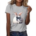 thumbnail image 2 of VBTAPA Women Happy Easter T Shirt Bunny Eggs Graphic T-Shirt Funny Letter Printed Tee Shirts Loose Fit Crewneck Short Sleeve Tops Limited Time Sales of Today Gray S, 2 of 5