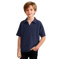 thumbnail image 6 of Kukoosong Boy's Waffle Knit V-Neck Polo Shirt, Kids Raglan Sleeve Collared Casual Tops, Solid Color Short Sleeve T-Shirt for Boys, 6 of 7