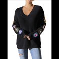 thumbnail image 2 of Suéteres de Larga de Crochet con Estampado Floral Bohemio Clásico para Mujer, Jersey Informal de Punto para Otoño-Invierno 2025. Negro M, 2 of 9