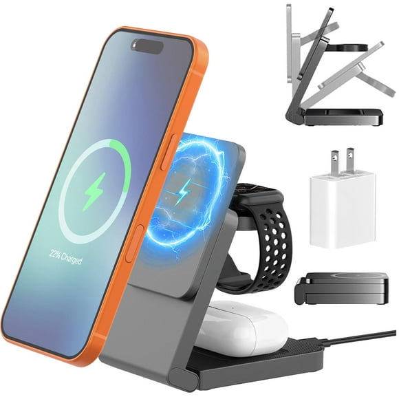Cargador Inalámbrico 3 en 1 Gqohrt para iPhone 17-12, Apple Watch y AirPods