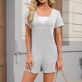 thumbnail image 5 of OGLCCG Pajama Rompers for Women Summer Casual Short Sleeve Crew Neck Jumpsuits Loose Fit One Piece Sleepwear Loungwear with Pockets, 5 of 7