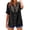 04# Black, variant on Qwertyu Women's Linen Tops Casual Floral Boho V Neck Puff Short Sleeve Button Down Shirts Embroidered Blouses Tunic Navy M