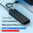 thumbnail image 2 of 7 Port USB3.2 Gen2 HUB 10Gbps USB 3.0 Hub with Individual Switch Control LED Indicator with Power Adapter US Plug, 2 of 10