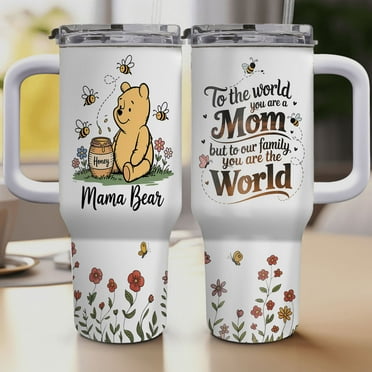Christmas Gifts for Women Girls, Mama Bear 40oz Tumbler with Lid, Cute Cartoon Character Tumbler, Birthday Gifts for Movie Lover