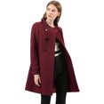 thumbnail image 2 of Abrigo de Invierno Allegra K Doble Botonadura Cuello Alto Mujer Borgoña S, 2 of 6