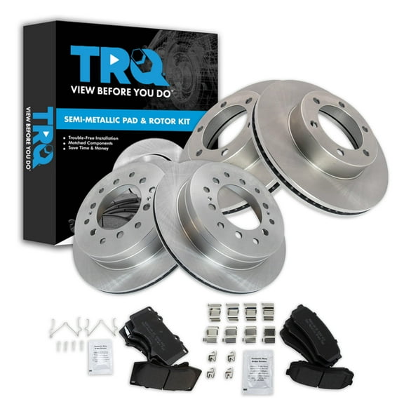 TRQ Front and Rear Brake Pad & Rotor Kit Brake Pads Brake Rotor Semi-Metallic Fits Select 2003-2007 Toyota Sequoia