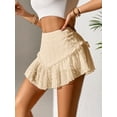 thumbnail image 4 of ZAXARRA Women's Summer Short Skirt, Eyelet Embroidery High Waist Ruffled A-Line Mini Skirt Streetwear, 4 of 8