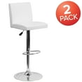 thumbnail image 3 of Flash Furniture Avery 2 Pack Contemporary White Vinyl Adjustable Height Barstool with Panel Back and Chrome Base, 3 of 14