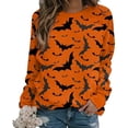 thumbnail image 1 of Chandails en Molleton d'Halloween pour Femmes Citrouille Col Rond Décontracté Manches Longues Ample Chandail de Vacances, 1 of 3