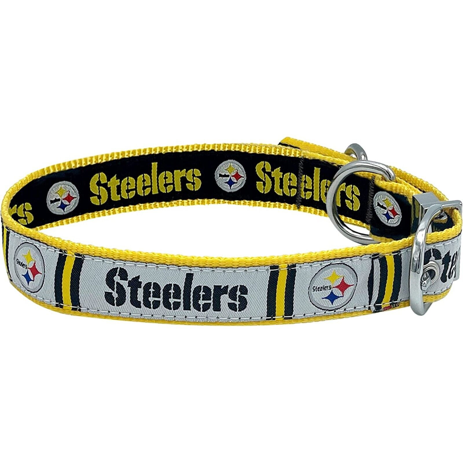 Pets First Pittsburgh Steelers Reversible Collar Reversible NFL Dog Collar Premium Two-Sided Pet Collar with NFL Logo, Large