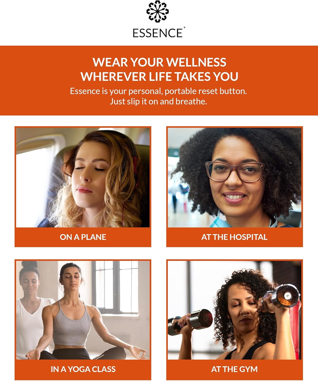 Essence Aromatherapy Nasal Diffuser Ring – Orange – 3pk – Personal Wearable Essential Oil Inhaler