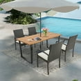 thumbnail image 6 of Spaco 6-Person Acacia Wood Outdoor Dining Table with 2 Inch Umbrella Hole, Patio&nbsp;Dining&nbsp;Table, Brown, 6 of 6