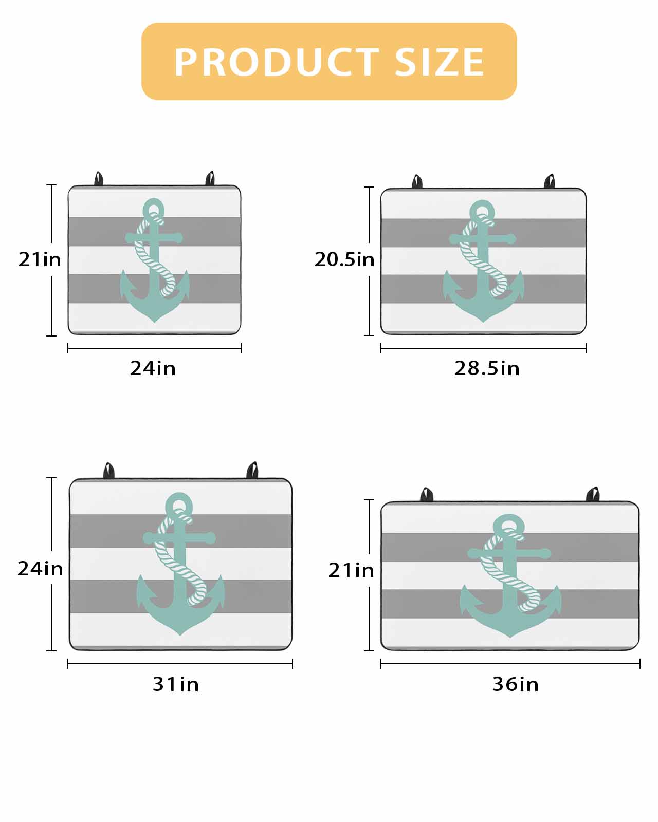 nqOlkjepod Large Induction Cooktop Protector Mat 24"x21", Gray Stripe Nautical Stove Top Covers for Electric Stove, Turquoise Anchor Summer Coastal Stove Burner Cover Mats, Glass Top Stove Cover
