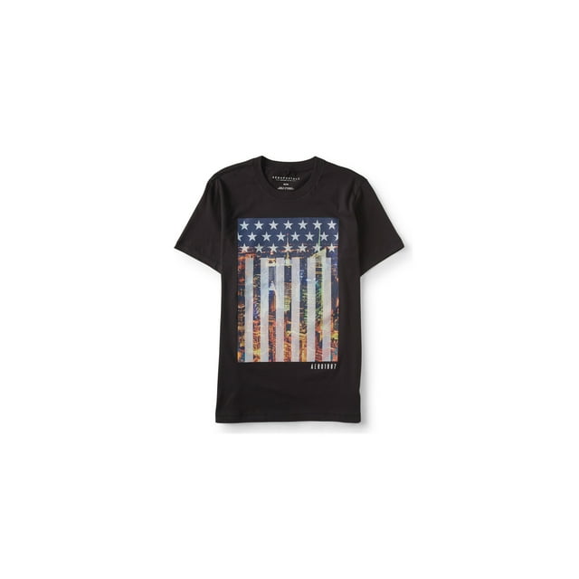 Aeropostale - Camiseta gráfica con bandera de la ciudad de Estados Unidos para hombre, color negro, extragrande