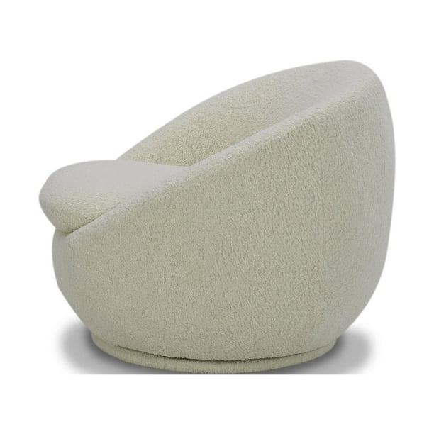 Better Homes & Gardens Mira Swivel Accent Chair, Cream Shearling