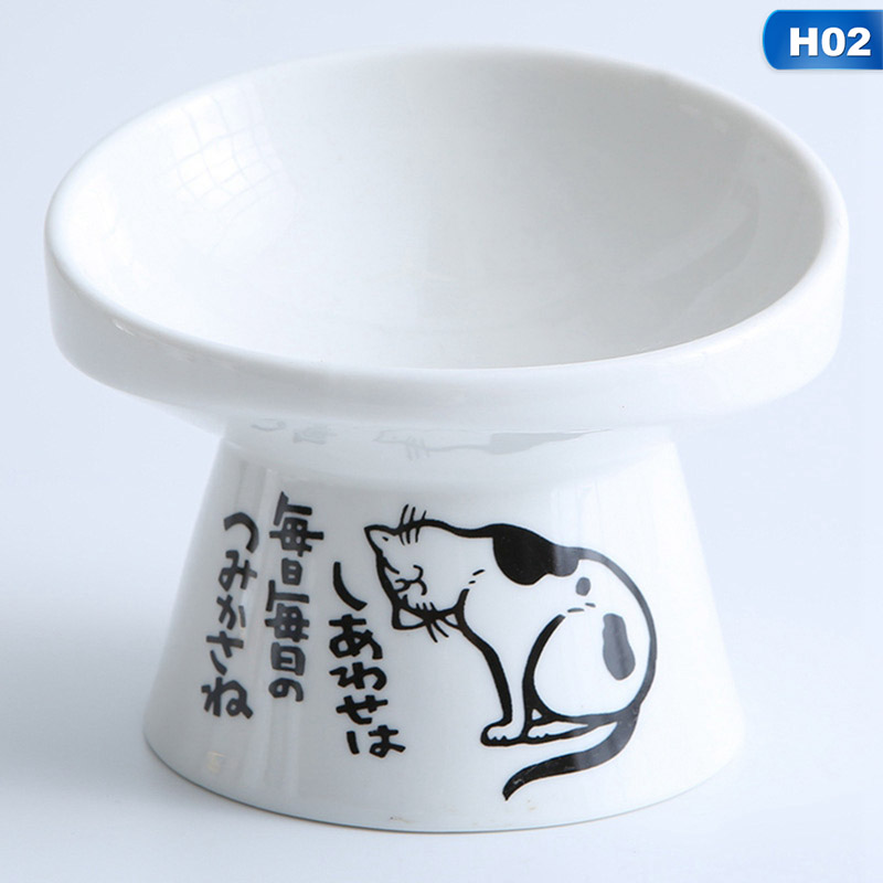 PWFE Tilted Pet Feeder Ceramic Raised Cat Bowl Elevated Food Water Bowl Neck Protection Pet Food Feeding Bowl Pet Dog Cat Feeder Bowl - image 1 of 9