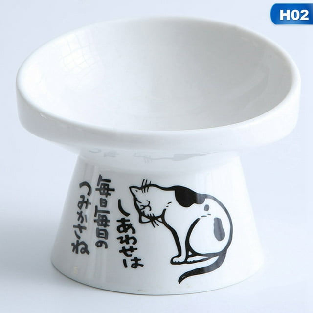 PWFE Tilted Pet Feeder Ceramic Raised Cat Bowl Elevated Food Water Bowl Neck Protection Pet Food Feeding Bowl Pet Dog Cat Feeder Bowl