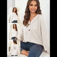 thumbnail image 4 of Sudadera con Capucha para Mujer, de Punto Gofre, Larga, Cordón Ajustable, Botones, Cuello en V, Informal, con Capucha XL, 4 of 8