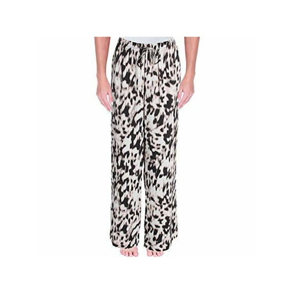 CALVIN KLEIN Womens Ivory Animal Print Wide Leg Wear To Work Pants Size: M