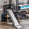 thumbnail image 4 of Bellemave Twin Size Loft Bed with Slide and Staircase, Metal Loft Beds with USB Port and LED Light, House Bed Frame with Storage and Play Space (Twin,Black), 4 of 9