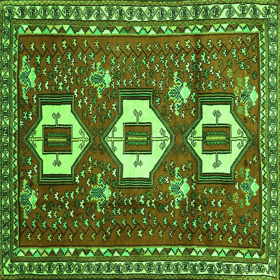 Ahgly Company Indoor Square Persian Green Traditional Area Rugs, 7' Square