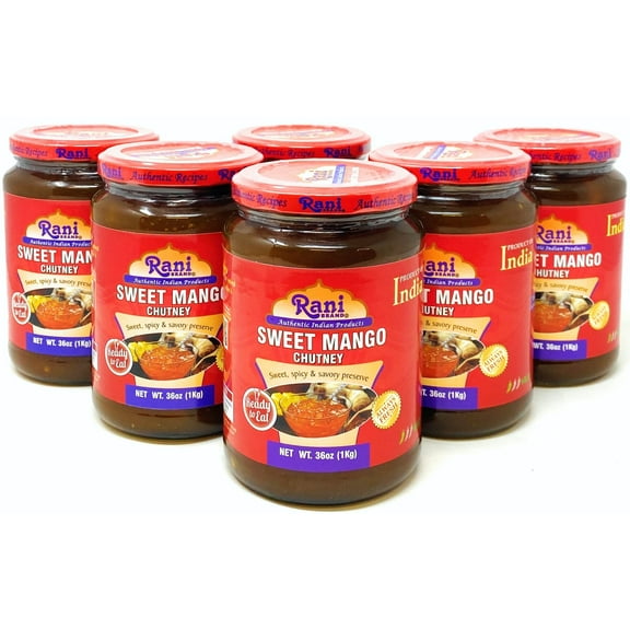 Rani Sweet Mango Chutney (Indian Preserve) 36oz (2.2lbs) 1kg Value Pack, Glass Jar, Ready to eat, Vegan, Pack of 5 1 ~ Gluten Free, All Natural, NON-GMO