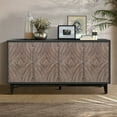 thumbnail image 5 of Mid Century Sideboard Buffet Cabinet with Solid Wood Legs 60" Kitchen Storage Cabinet Credenza with 4 Convex pattern diamond Doors and 2 Shelves Accent Console Table for Living Room Entrance Hall etc, 5 of 9