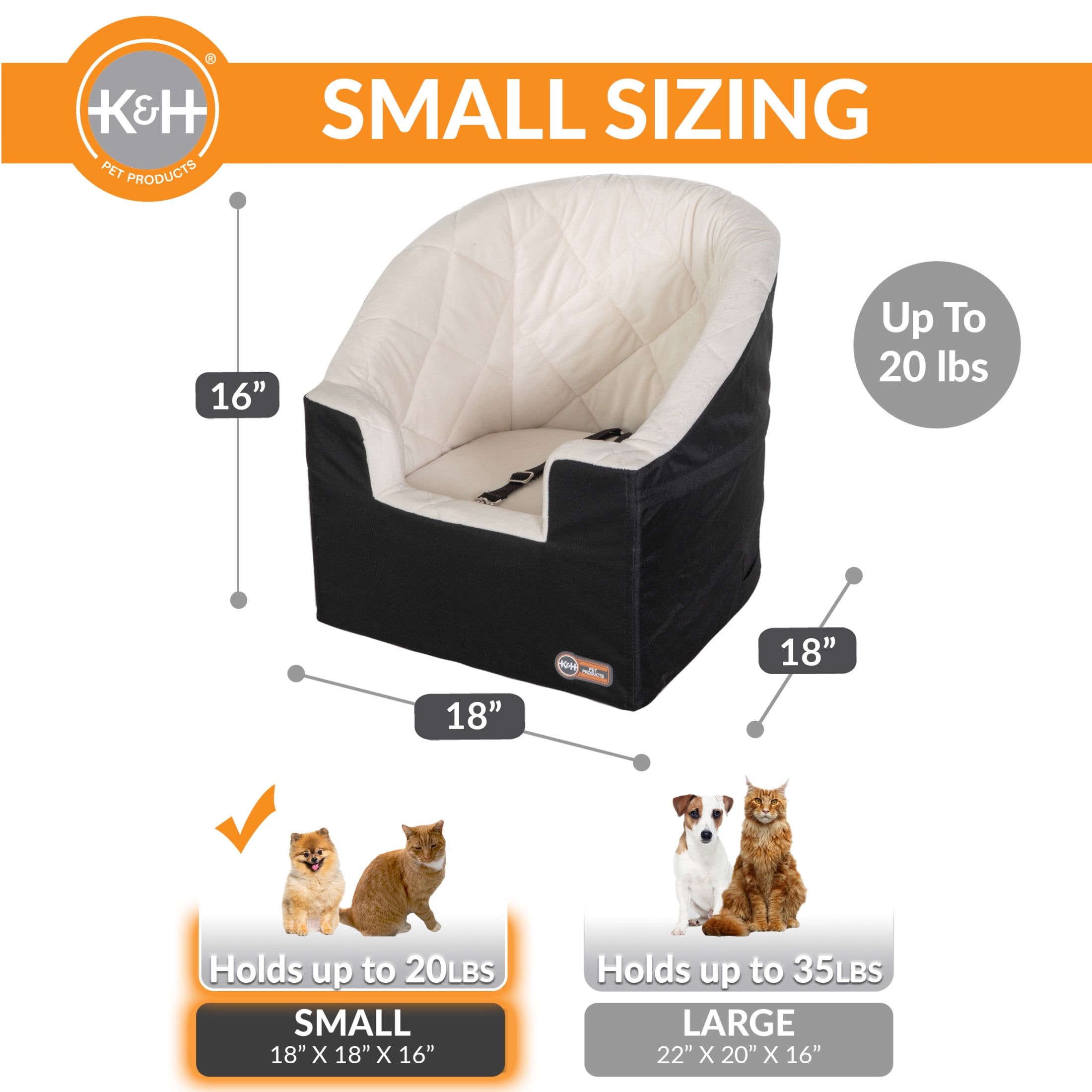 K&H Pet Products Bucket Booster Dog Car Seat Knockdown Black/Cream Small