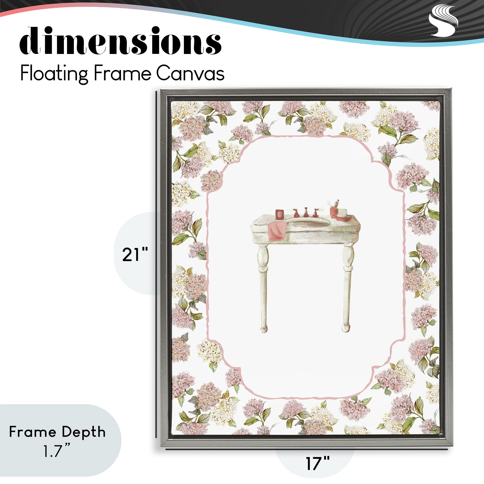 Stupell Industries Elegant Hydrangeas Vanity Gray Framed Floater Canvas Wall Art, design by Carol Robinson