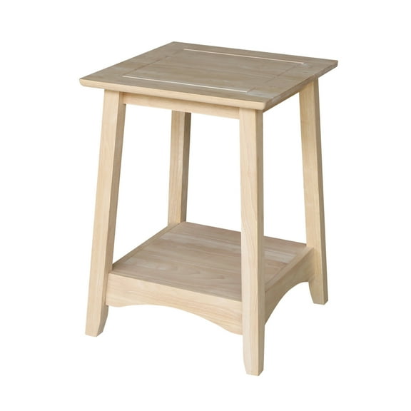 Tall End Table - Solid Hardwood Accent Table with Shelf - 18 x 18 x 25 Inches