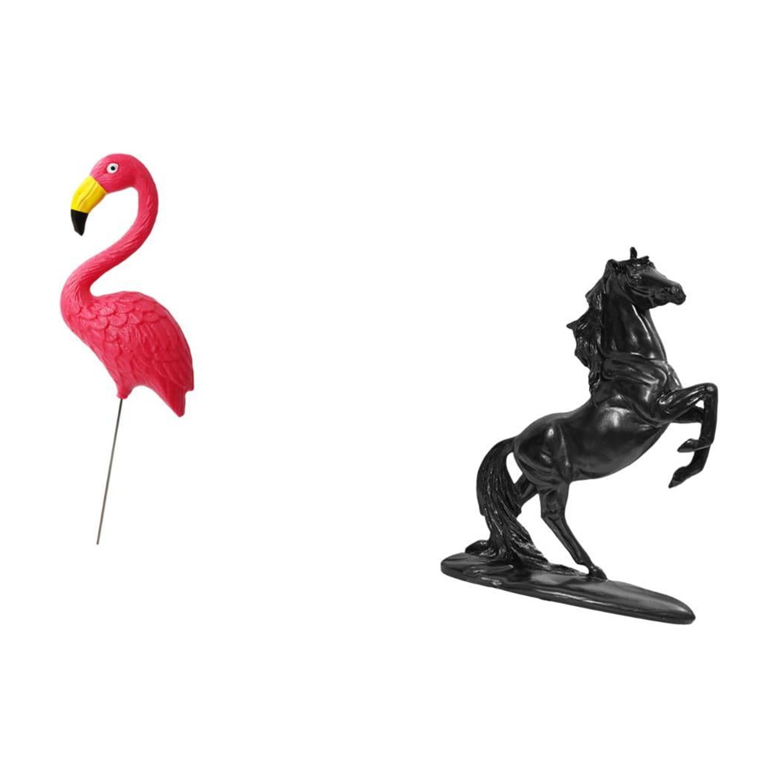 Miulika Flamingo Bird Fairy Garden Ornament and Horse Figurine Sculpture for Holiday Spring Landscape Bedroom Yard Art Accessories