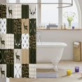 thumbnail image 3 of Manfei Rustic Elk Shower Curtain 72Wx72L, Vintage Farmhouse Camo Plaid Bathroom Curtain, White Tan, 3 of 5