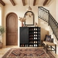 thumbnail image 3 of 24 Pair Shoe Storage Cabinet with Adjustable Shelves, Hidden Shoe Organizer for Entryway, Foyer, Hallway Ebony Black, 3 of 12