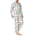 thumbnail image 2 of Naloa Hello Summer Cat Men’s Pajamas Set - Long Sleeve Button Down Sleep Shirt and Pajama Bottoms Sleepwear Set-XX-Large, 2 of 7