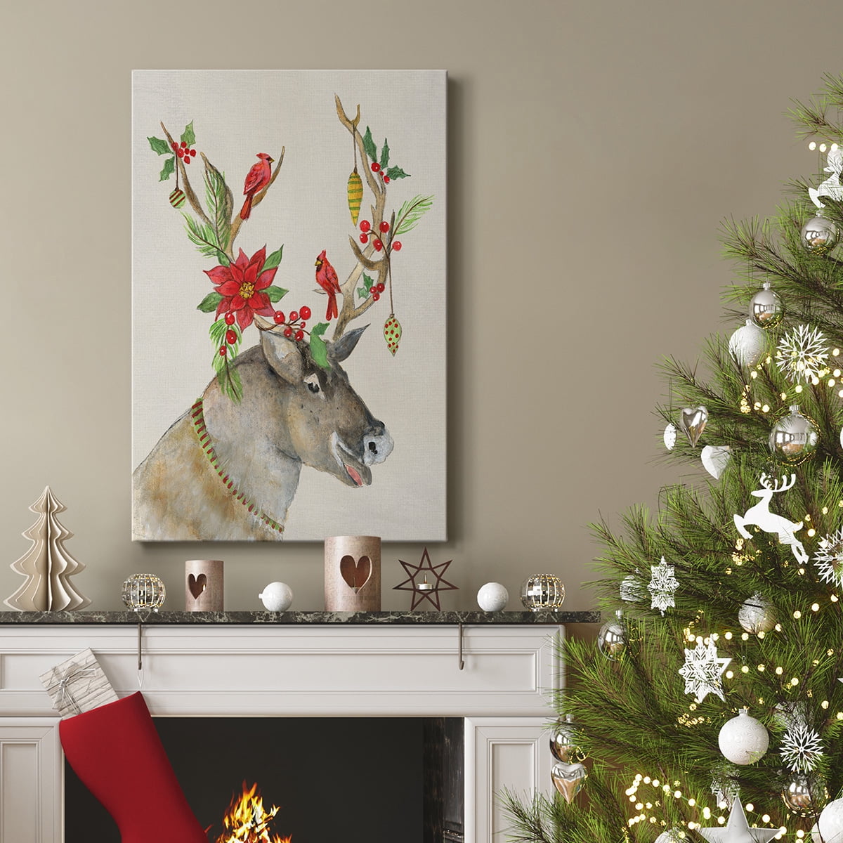 Playful Reindeer I- Gallery Wrapped Canvas