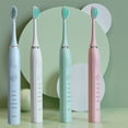 thumbnail image 2 of Cepillo de dientes eléctrico sónico blanqueador IPX7 resistente al agua, 4 cabezales, cargador USB, recargable, limpieza profunda, 2 of 5
