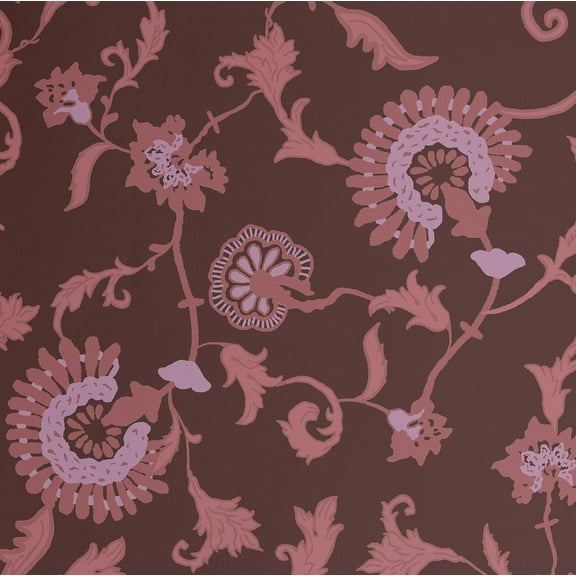 S4sassy Self-Stick Decorative Boho Wallpaper, Vintage Floral Print Wall Paper, Vinyl Waterproof Contact Paper, Brown, 25"x120" Removable Renter Friendly Wall Covering For Bedroom, Dining room