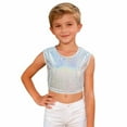 thumbnail image 5 of Gunia Girls Sequin Top Glitter Sleeveless Crop Dance Blouse Performance Dancewear Party Sparkly Tops For Girl White, 5 of 6