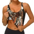 thumbnail image 3 of Daiia Whimsical Halloween Skeletons Printed Women's Sports Bra, Breathable Activewear Bra with U-Back Design and Removable Pads, Comfortable and Supportive for Yoga, Workout-Large, 3 of 8