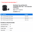 thumbnail image 2 of Distributor Cap and Rotor Kit - Compatible with 1963 - 1974 Chevy C20 Pickup 1964 1965 1966 1967 1968 1969 1970 1971 1972 1973, 2 of 2