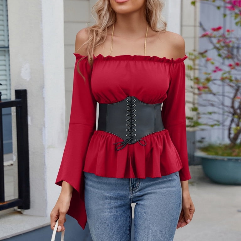 TrdSipl Womens Renaissance Blouse Corset Waist Belt Medieval  display picture 1