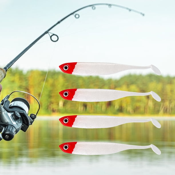 Señuelo de pesca suave con cola de paleta, 95mm, 4g, accesorios de pesca con cebo blando (blanco), 4 Uds.