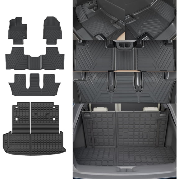 MRY Floor Mats for 2024-2026 Toyota Grand Highlander, Cargo Mat, Cargo Liner, Trunk Mat, Back Seat Protector, Grand Highlander Accessories (Trunk Mat with Backrest Mat Floor Mats)